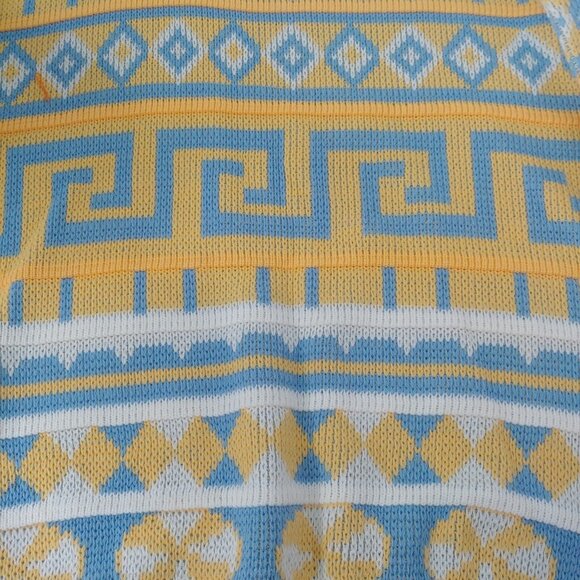 Vintage 90s Cabin Creek Womens M Sweater Geometric Blue Yellow Pullover Retro - Picture 4 of 7
